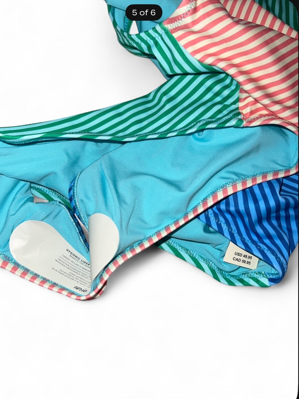 aerie Striped Colorblock One-Piece Cheekiest Swimsuit - Picture 5 of 6